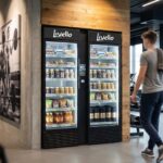 Zwei Livello Smart-Fridges mit frischen Snacks und Getränken in einem Fitnessstudio